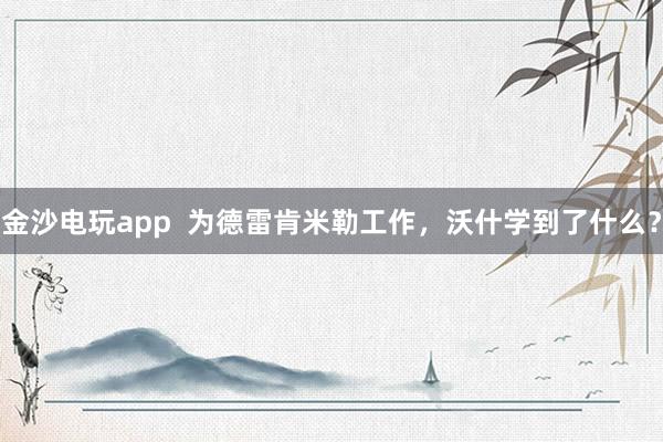 金沙电玩app  为德雷肯米勒工作，沃什学到了什么？