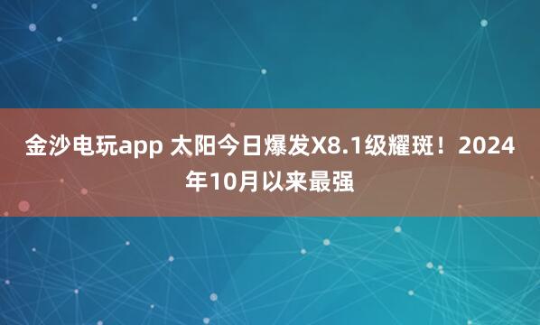 金沙电玩app 太阳今日爆发X8.1级耀斑！2024年10月以来最强