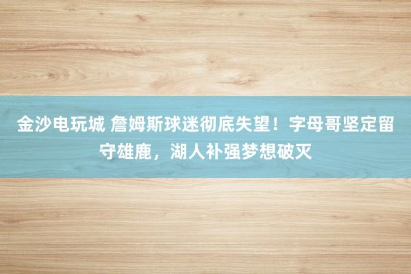 金沙电玩城 詹姆斯球迷彻底失望！字母哥坚定留守雄鹿，湖人补强梦想破灭