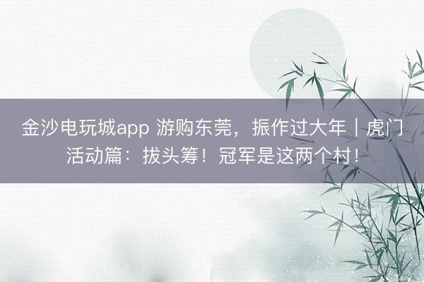 金沙电玩城app 游购东莞，振作过大年｜虎门活动篇：拔头筹！冠军是这两个村！